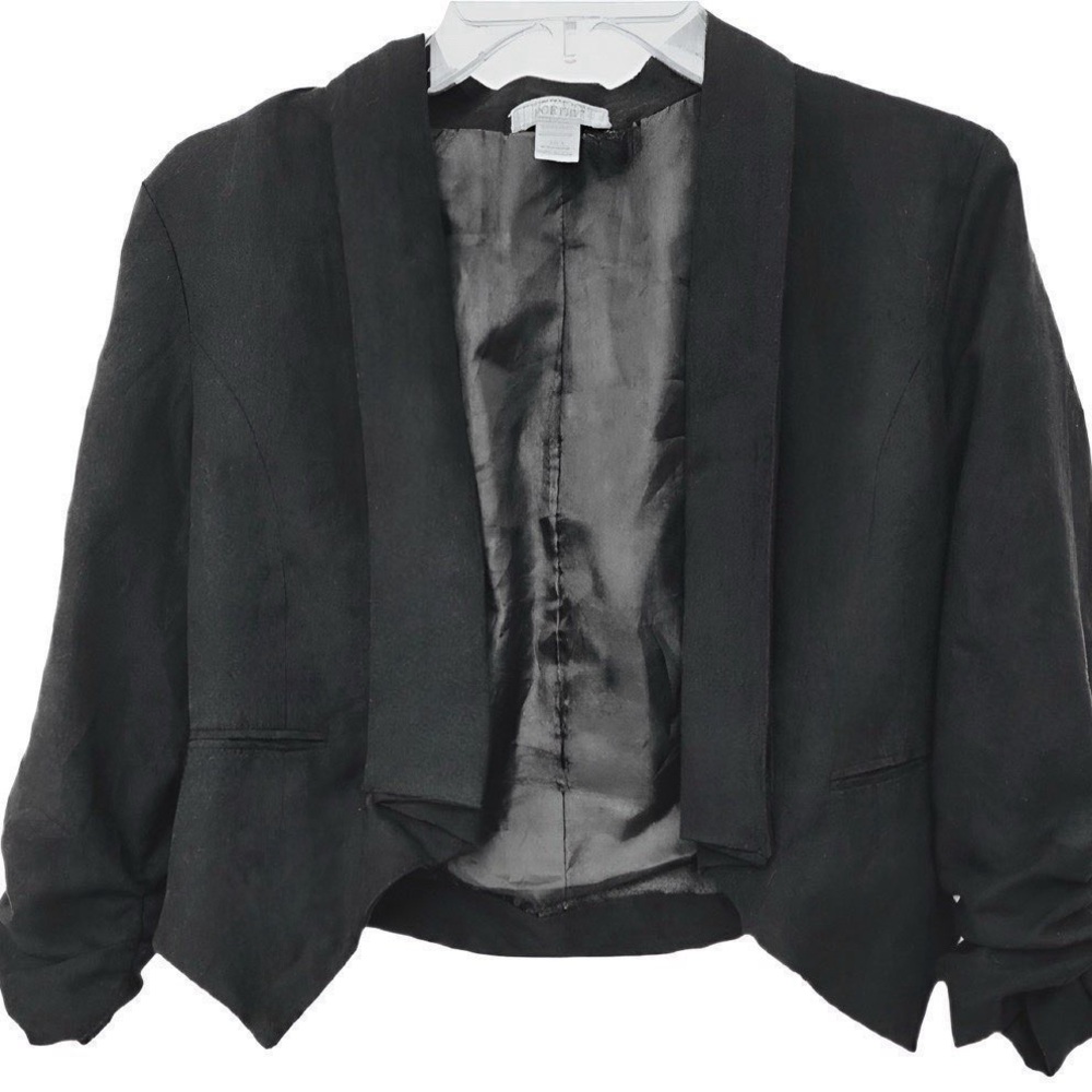 Poetry Black Cropped Tuxedo Jacket Blazer size S